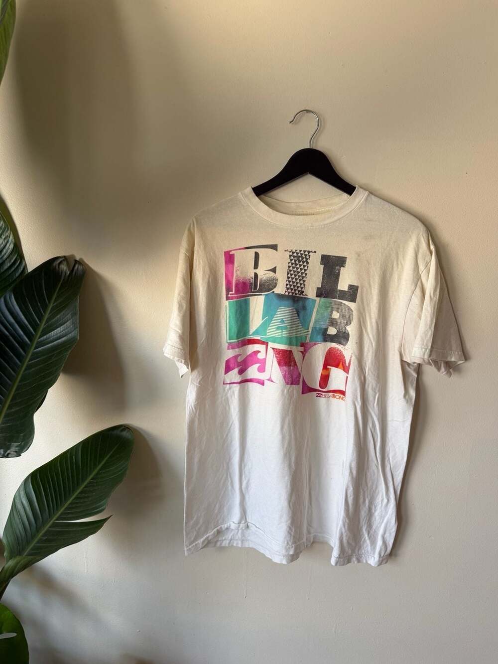 Billabong Graphic T-Shirt Size Large White Multi Logo Surf